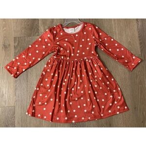 New Boutique Girl’s Size 4/5 Red & White Polka Dot Long Sleeve Casual Dress